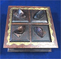 Hand Carved 4 section Jewelry Box fish lids