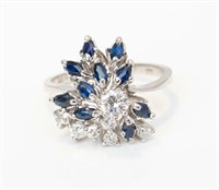 Jewelry 14kt White Gold Sapphire & Diamond Ring