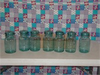 Glass top blue canning jars