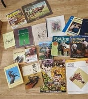 Box mostly horse related books including harness
