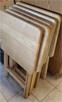 5 wooden TV/snack stand/trays