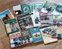 Box of horse and goat books and magazines