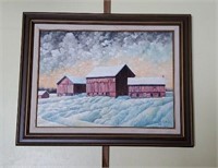 Dana D Mitteer painting - red barns