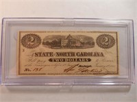 1863 $2 North Carolina Confederate Treasury Note