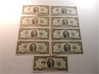 1976 $2 Bill x9