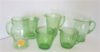 Green Depression - 6 Glass Pitchers