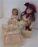 3 Porcelain Face Dolls