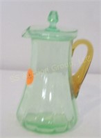 Green Depression Glass with Gold Handle