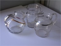 3 Water pitchers, clear glass