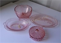 Pink Depression Platter, candy dish, bowl
