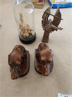 Setter Bookends, Angel, and Cork Sculpture