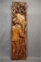 K. Rothammer wood sculpture Moose hunting