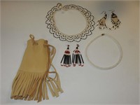 Native American Beaded Necklace and Earrings