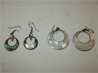 Abalone Shell Earrings x2 Alpaca Mexico Rounds