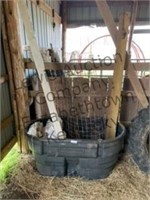 100 gallon Rubbermaid water trough, downspout,