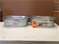Lot of 2 Galvanized Oblong Tub 3.75 Gallons