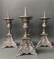Set of 4 Quebec Catholic Church Ornate Candle Hold