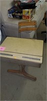 Vintage school desk with attached seat