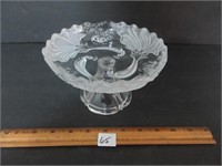 ELEGANT FROSTED SWIRL FOOTED SERVING DISH