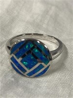 Sterling Silver Ring w/ Opals Sz 8