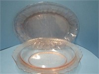 Pink Depression Glass Dish & Platter