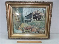 GREAT GILT FRAME WITH NICE PUZZLE SCENE