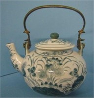 Antique Oriental Teapot w/Brass Handle