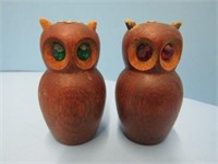Wooden Owl Salt & Pepper Shakers