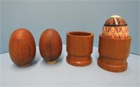 Wooden Egg Cups & Salt & Pepper Shakers