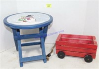 Small Snowman Stand & Wooden Wagon