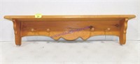 Wooden Shelf w/ Hooks (30 x 8 x 5)