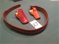 Leather Gun Belt & (2) Holsters