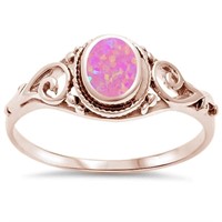 Rose Gold Plated Pink Opal Filigree Ring