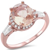 Rose Gold Plated Oval Cut Morganite & Topaz Ring