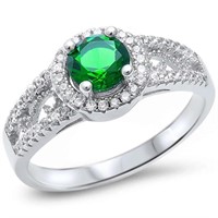 Halo Green Emerald & Topz Ring
