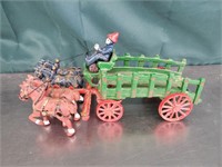 Antique Cast Iron Horse and Wagon