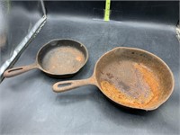 2 cast iron skillets - #5 8in & #3 6 1/2in