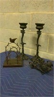 Candleholders, wrought iron and tin decorative