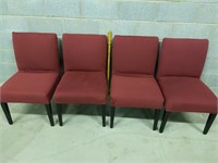 Set Of 4 Maroon Upholstered Chairs