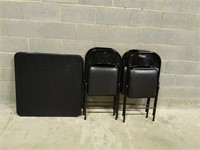Black Folding Card Table w/ 4 Chairs