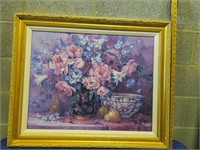 Flower Painting With Gold Wooden Frame