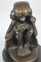 ABSTRACT SURREAL FIGURAL BRONZE SCULPTURE SIGNED