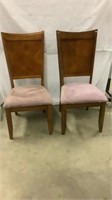 2 wooden upholstered chairs