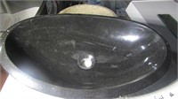 Black Curved Oval Polished Granite Vessel Bathroom