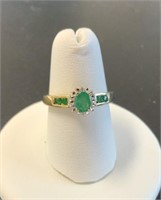 10 KT Emerald and Diamond Ring