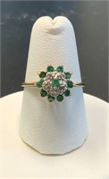 10 KT Diamond and Emerald Ring