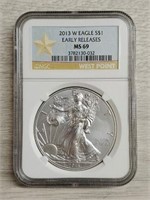 2013-W Silver Eagle: Early Release NGC MS69