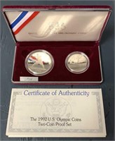 1992 US Mint Olympic 2-Coin Set 90% Silver