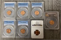 (7) Graded Lincoln Pennies