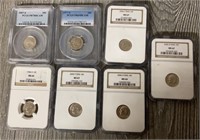 (7) Various Graded Clad Roosevelt Dimes